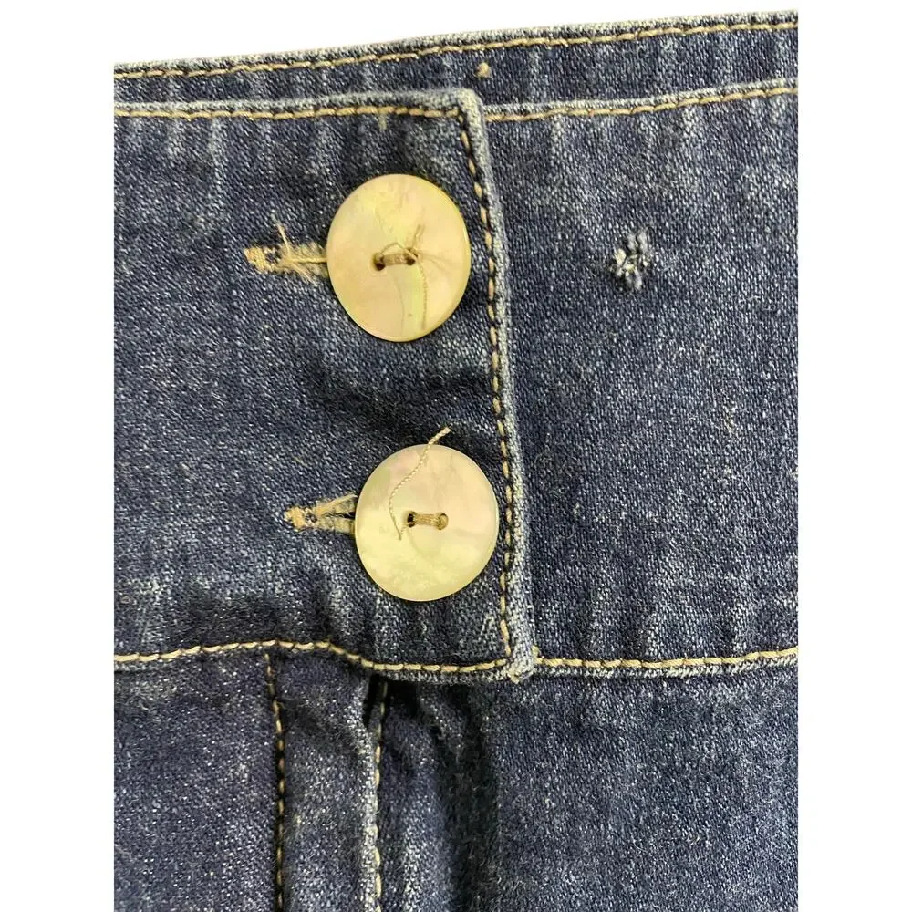 Monterey Bay Vintage Denim Fringed Midi Pencil Skirt size 10
